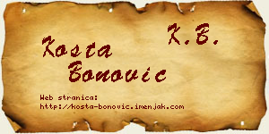 Kosta Bonović vizit kartica
